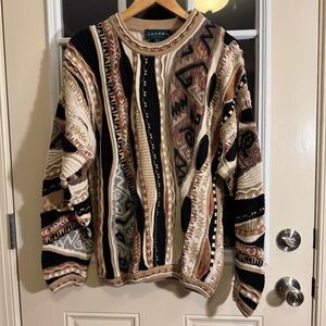 Vtg Tundra Canada Multi Color Sweater Mens Size L Biggie Hip Hop Coogi Style